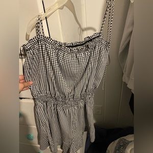 Black gingham print romper